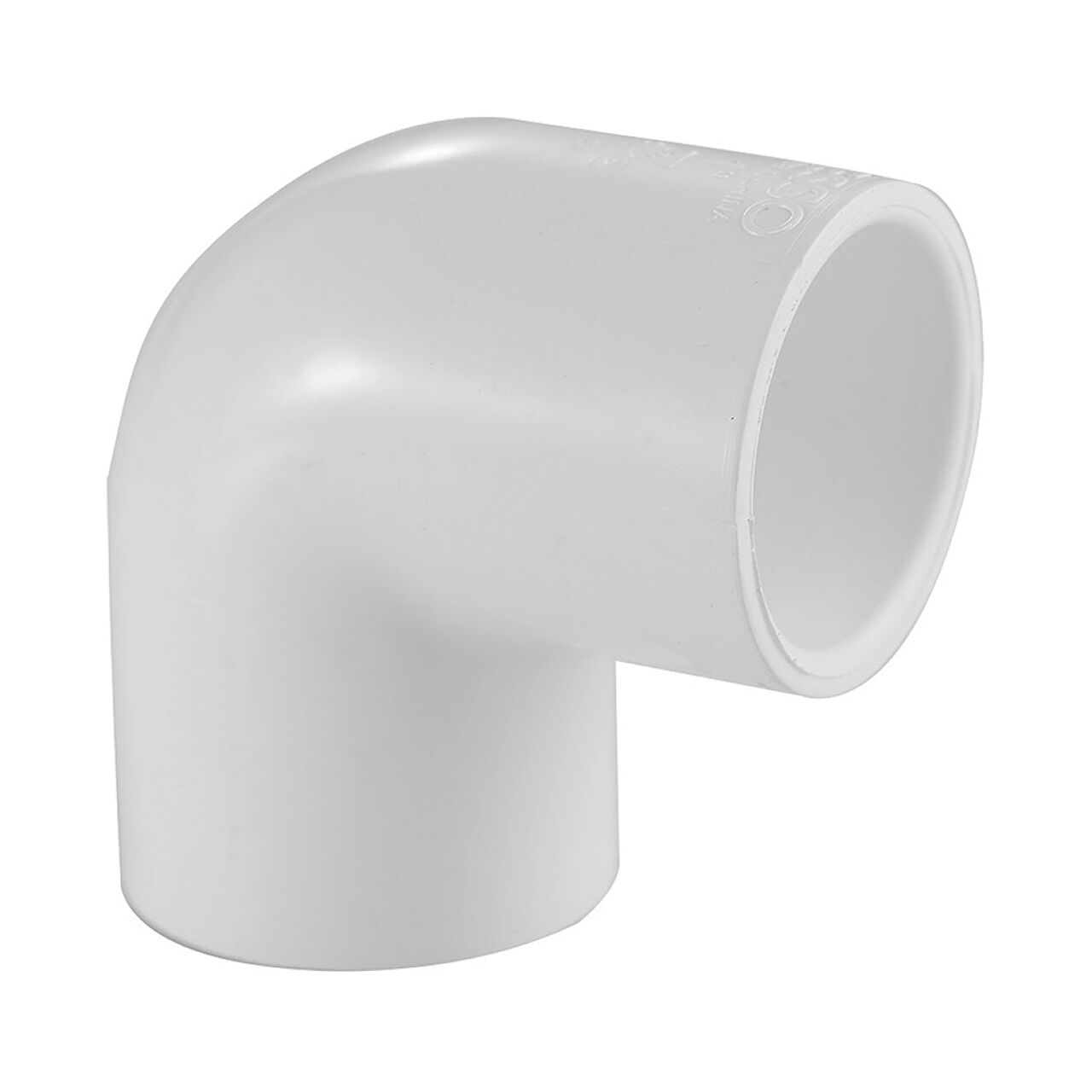 The Go Build 1-1/2 in. PVC Schedule 40 90-Degree Elbow is a pressure fitting that connects two pipes at a right angle, ideal for potable water systems and plumbing applications.